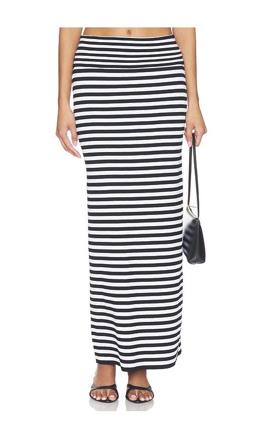nakedvice the eve stripe skirt in black,white.