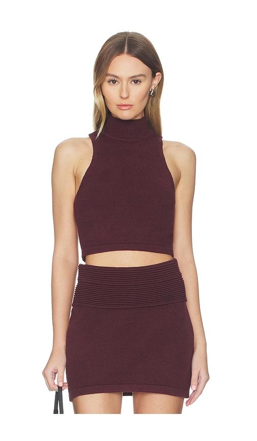 nakedvice the kairo top in burgundy.