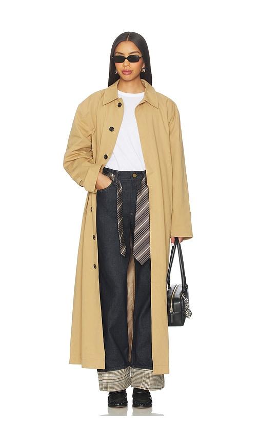 nakedvice the montague trench coat in tan.