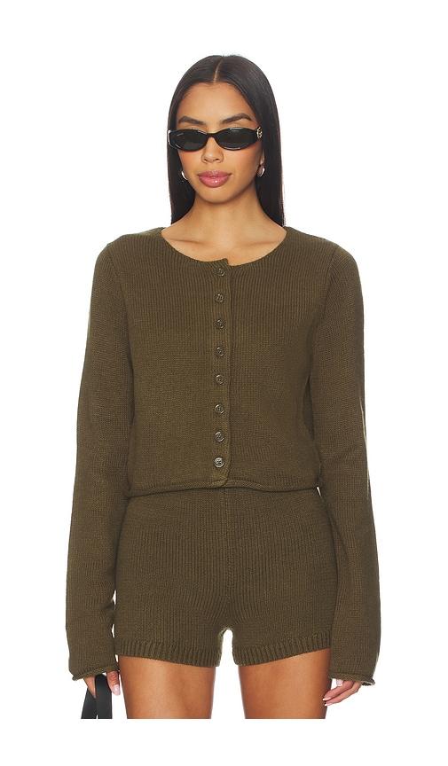 nakedvice the stormy cardigan in olive.