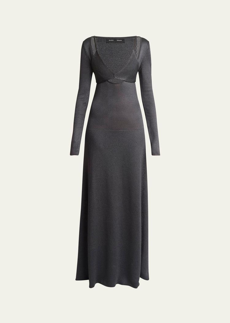 nalani deep v-neck lacquered viscose maxi dress