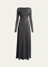 nalani deep v-neck lacquered viscose maxi dress