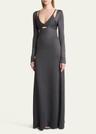 nalani deep v-neck lacquered viscose maxi dress