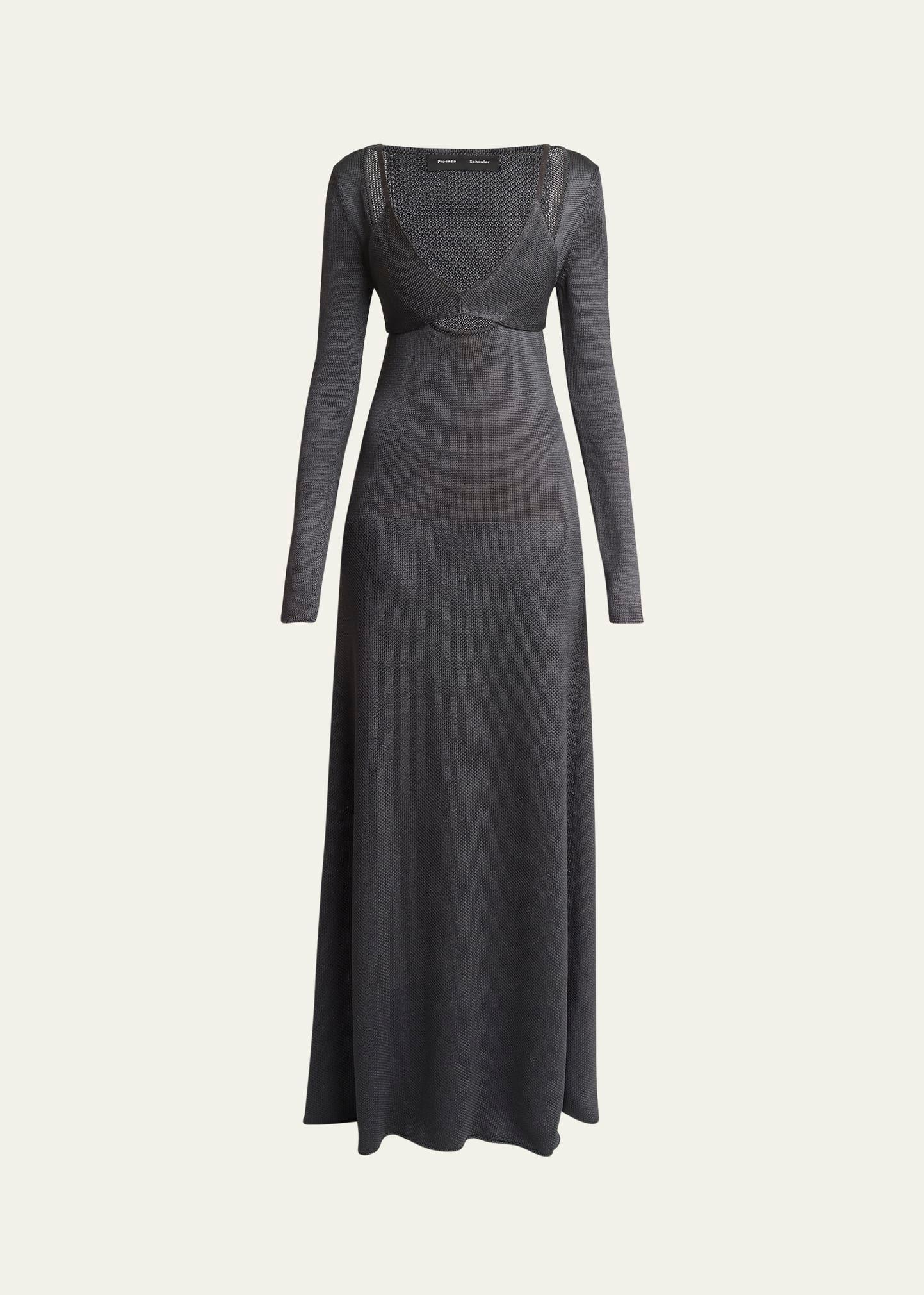 nalani deep v-neck lacquered viscose maxi dress