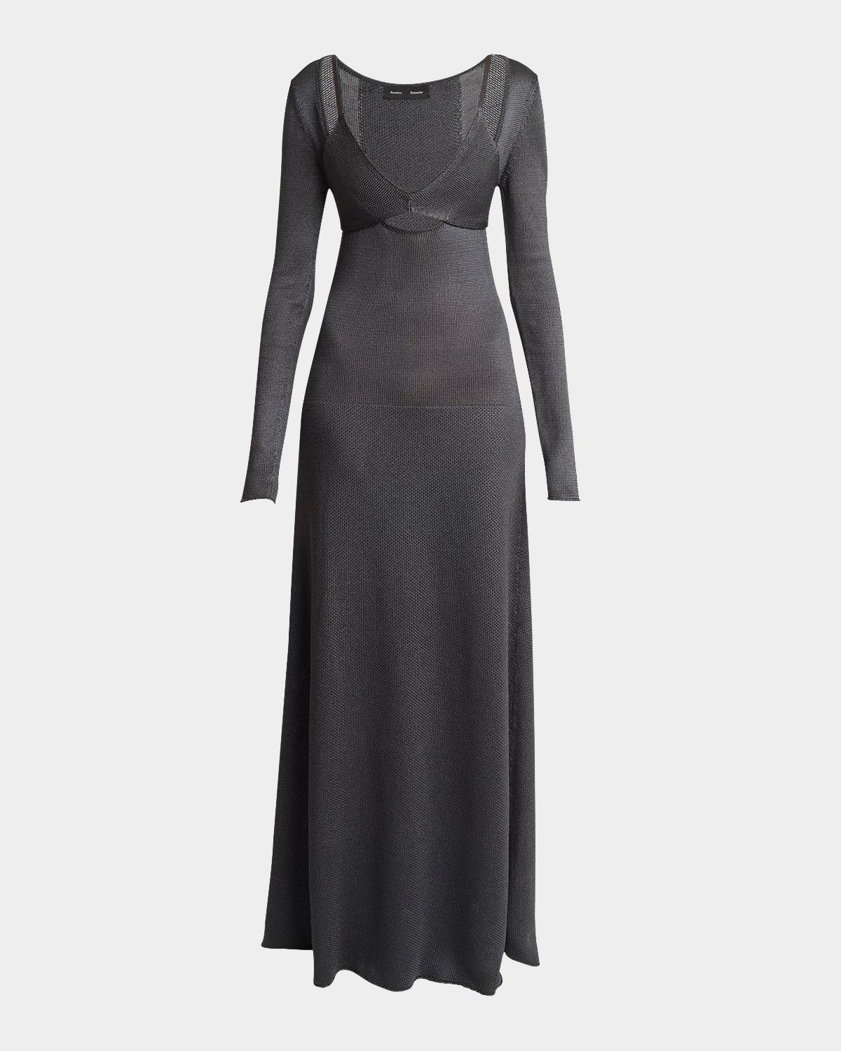 nalani deep v-neck lacquered viscose maxi dress