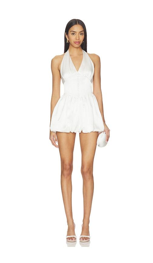nana jacqueline lilliana halter mini dress in white.