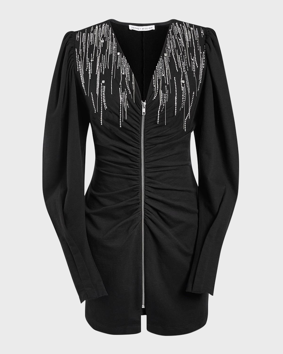 nancy embellished french terry mini dress