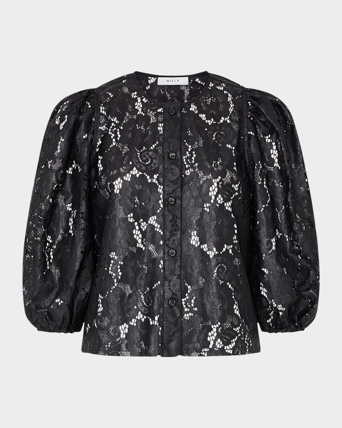 nannie lace-effect faux leather top