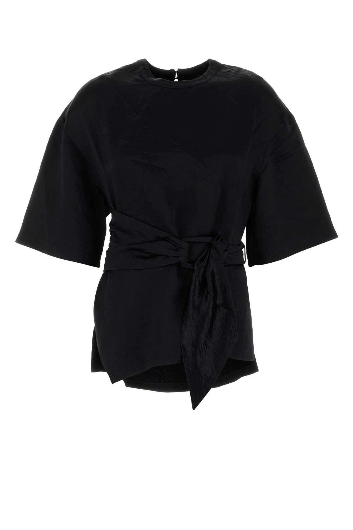 nanushka black satin besia t-shirt
