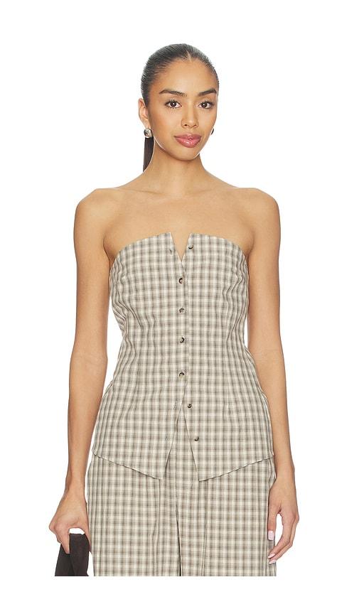 nanushka brites top in cream,grey.