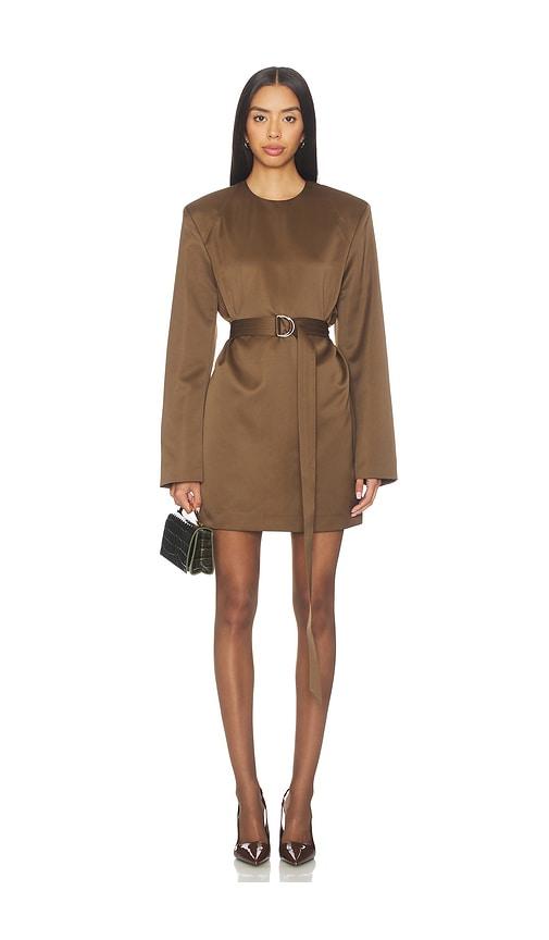 nanushka genaya dress in brown.