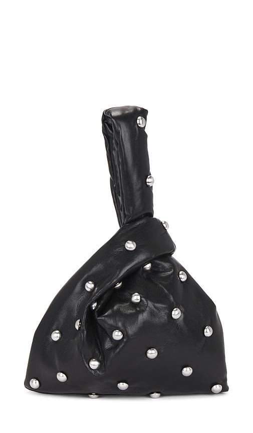 nanushka jen mini clutch in black,metallic silver.