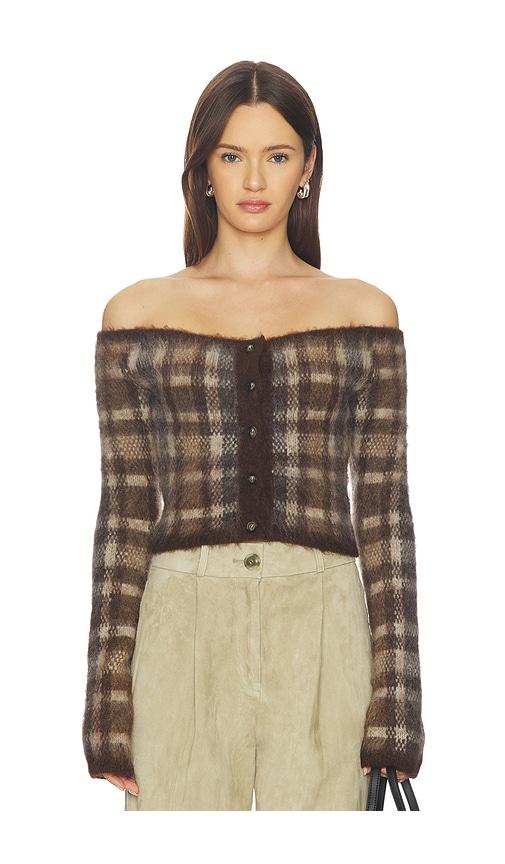 nanushka liliah cardigan in brown.