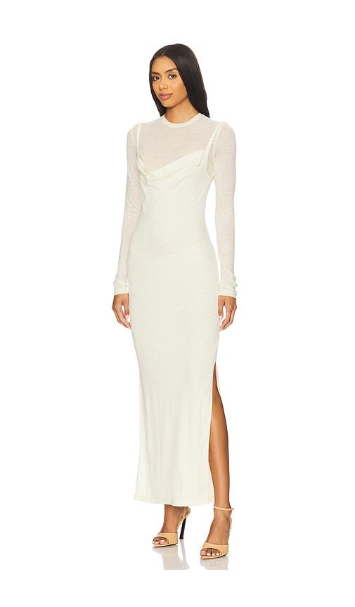 nanushka linora dress in ivory.