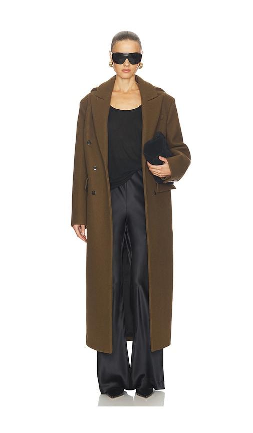 nanushka melva coat in brown.
