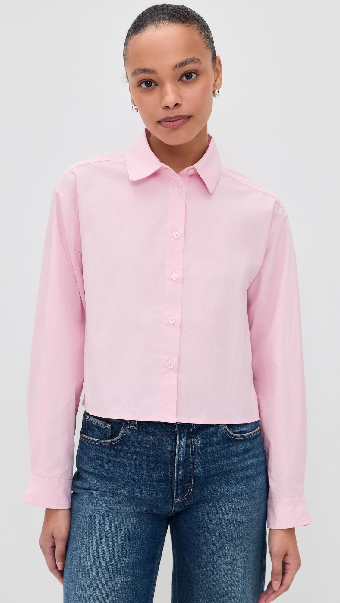 naomi cotton poplin button down shirt