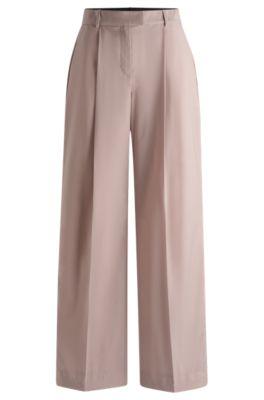 naomi x boss regular-fit trousers in natural-stretch wool- light pink women's formal pants