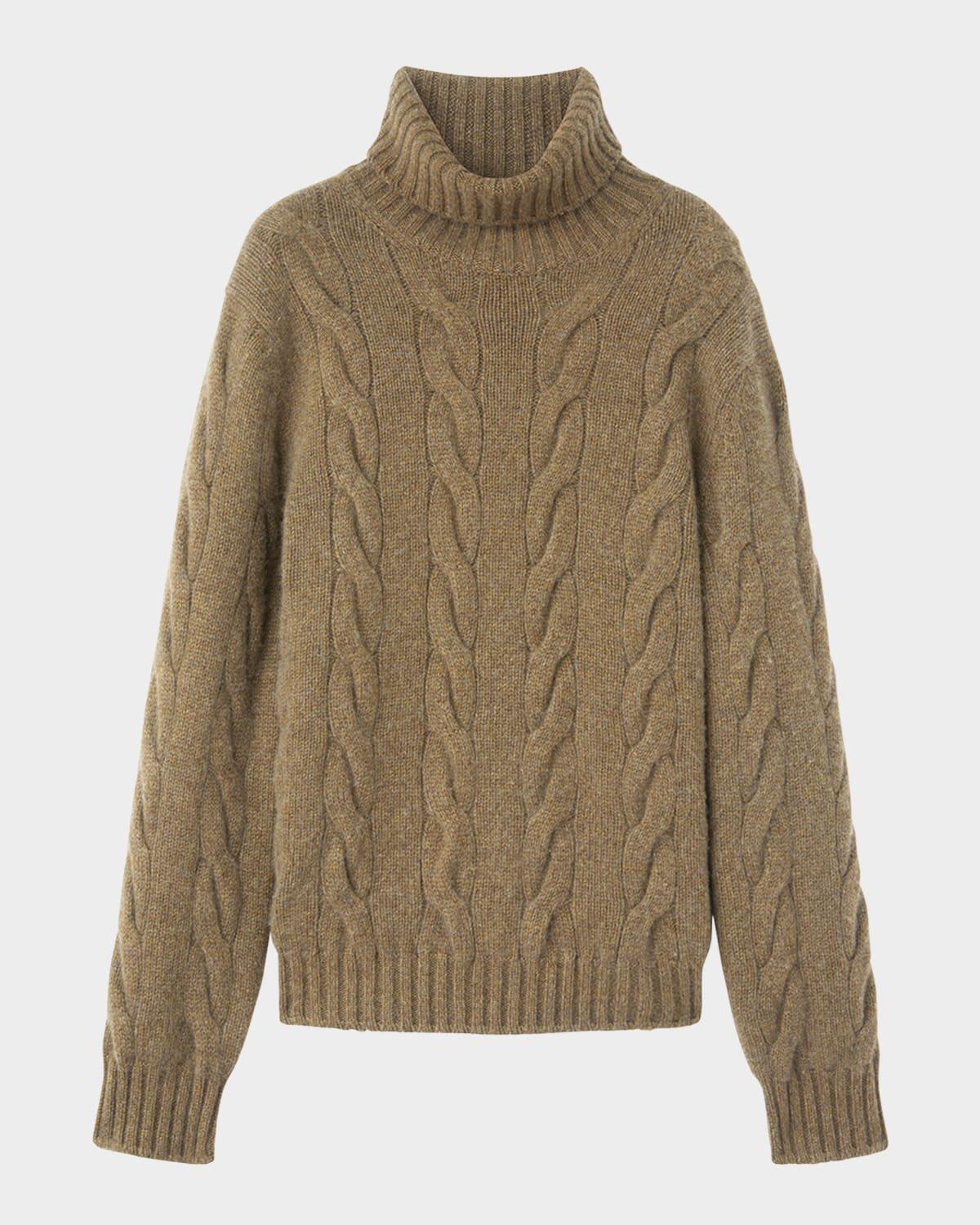 napier cable-knit cashmere turtleneck sweater