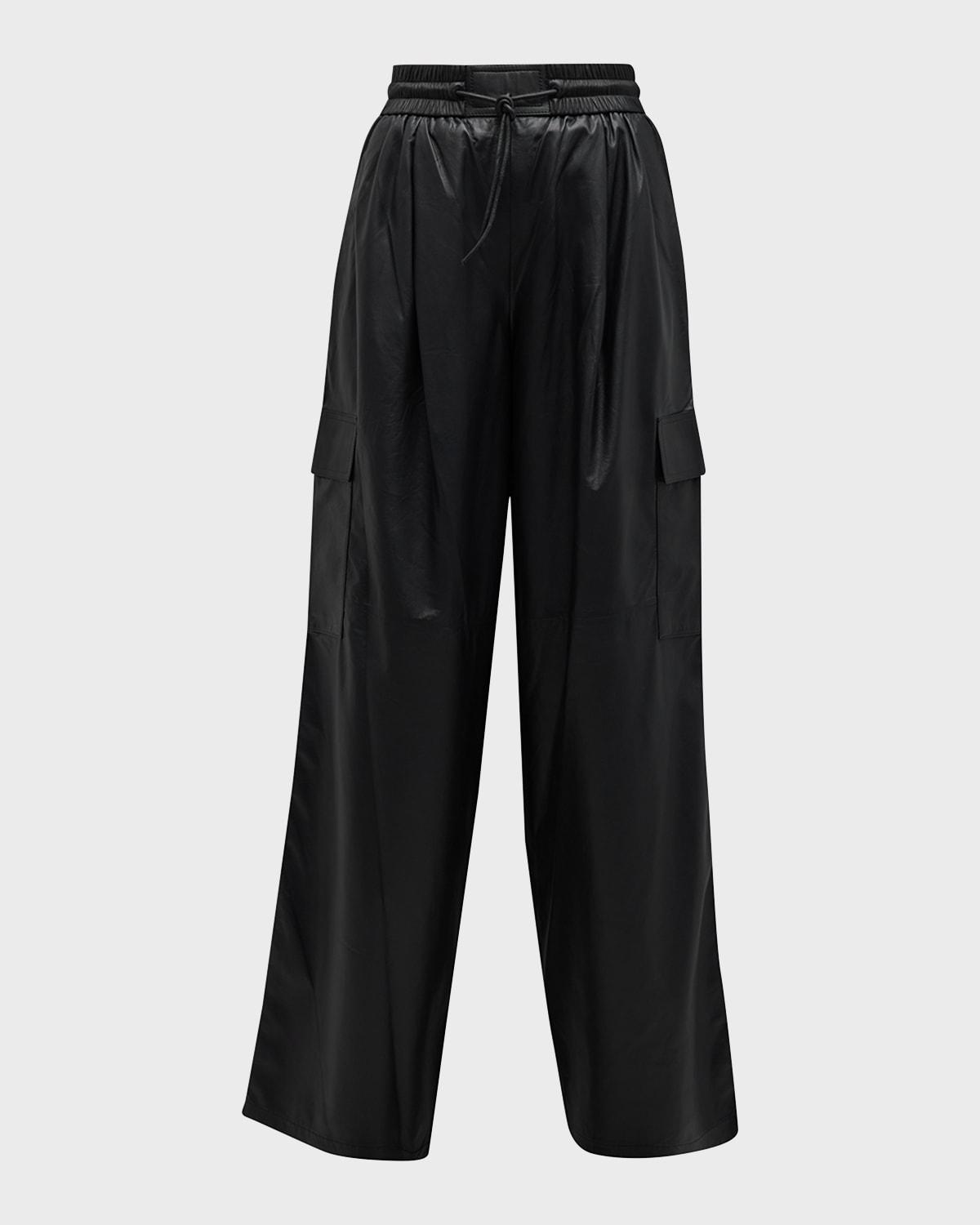 nappa lambskin leather cargo pants