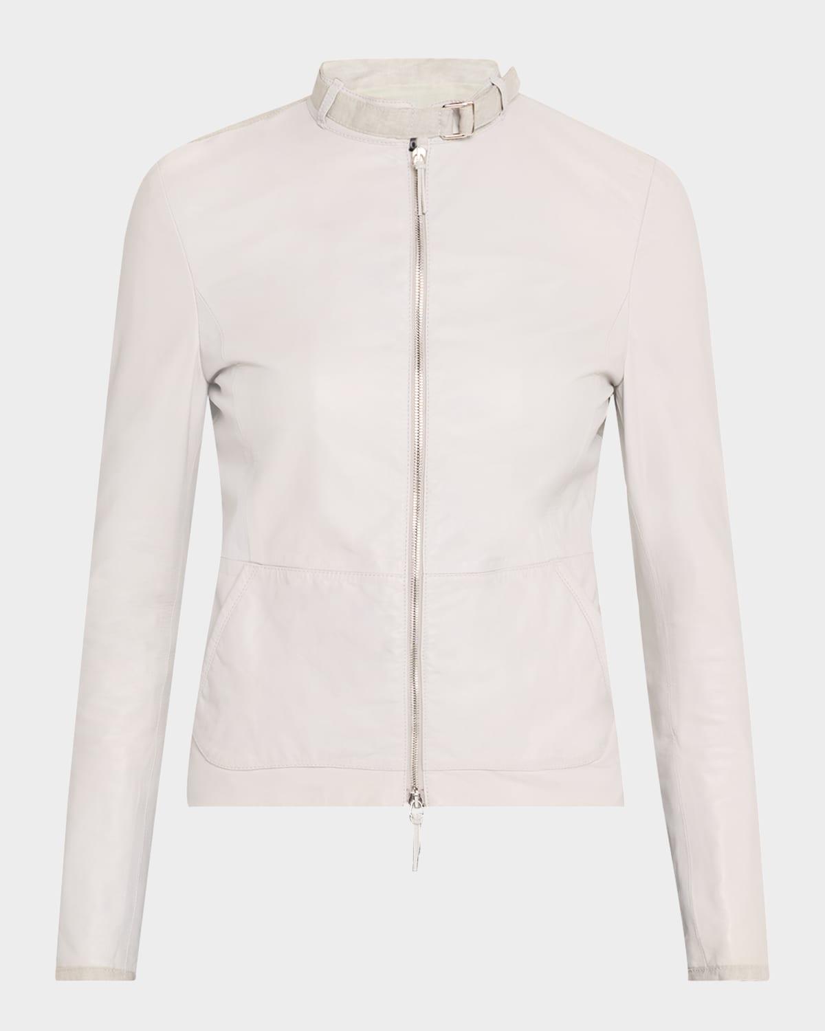 nappa leather & linen jacket