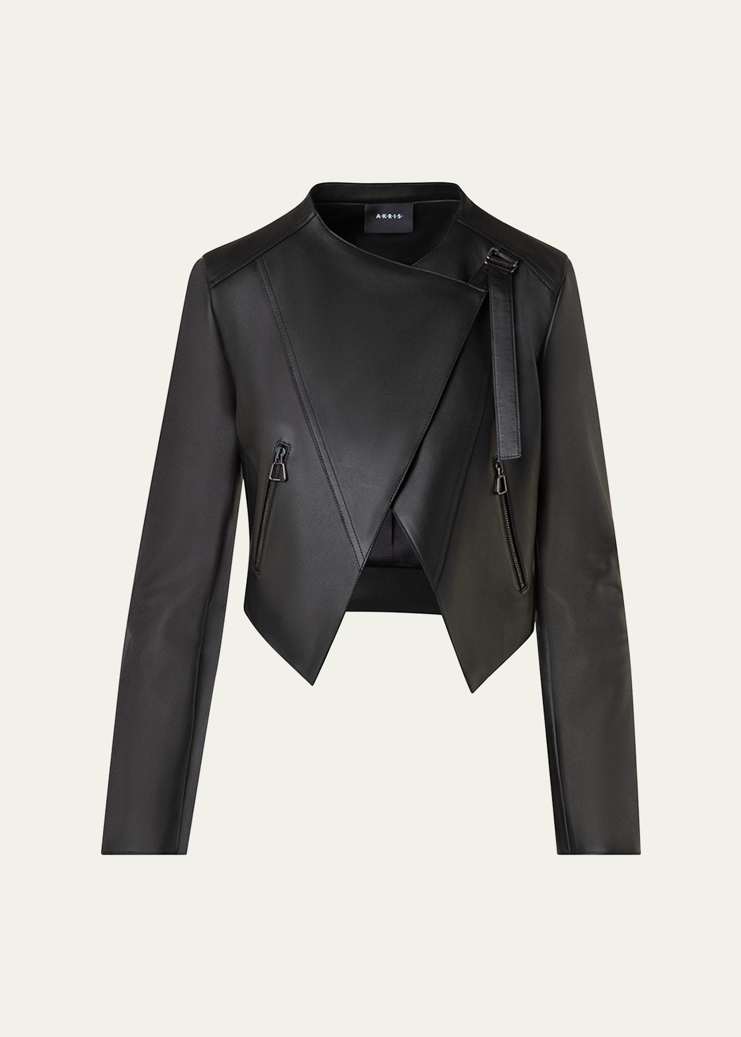 nappa leather crop moto jacket
