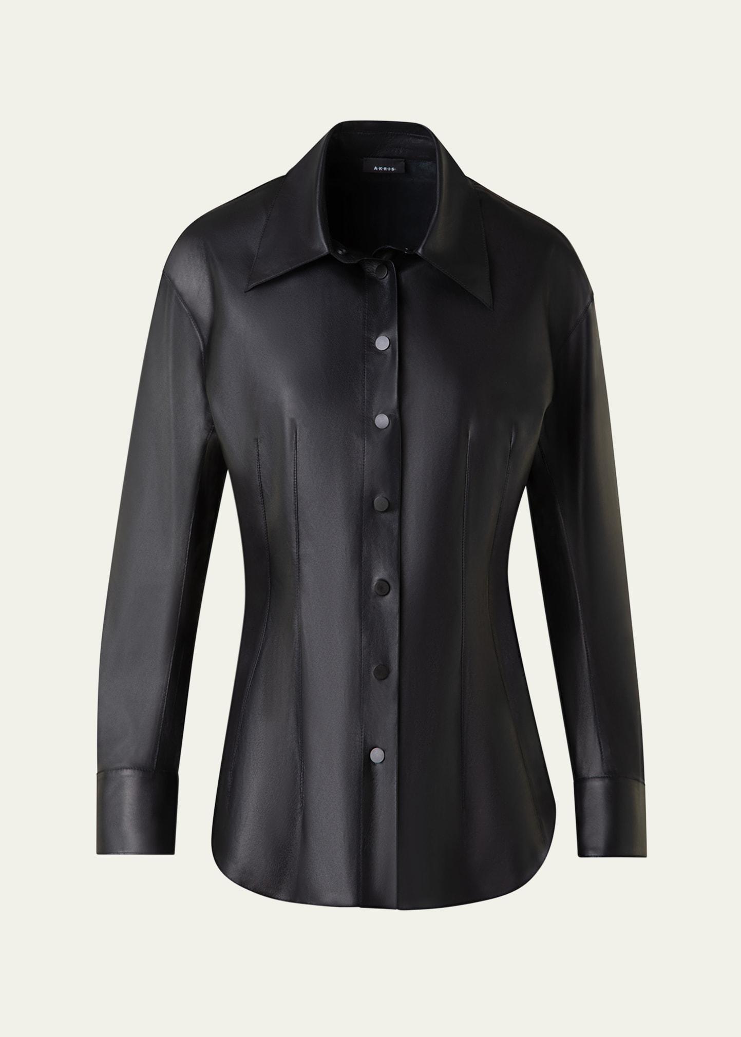 nappa leather fitted blouse