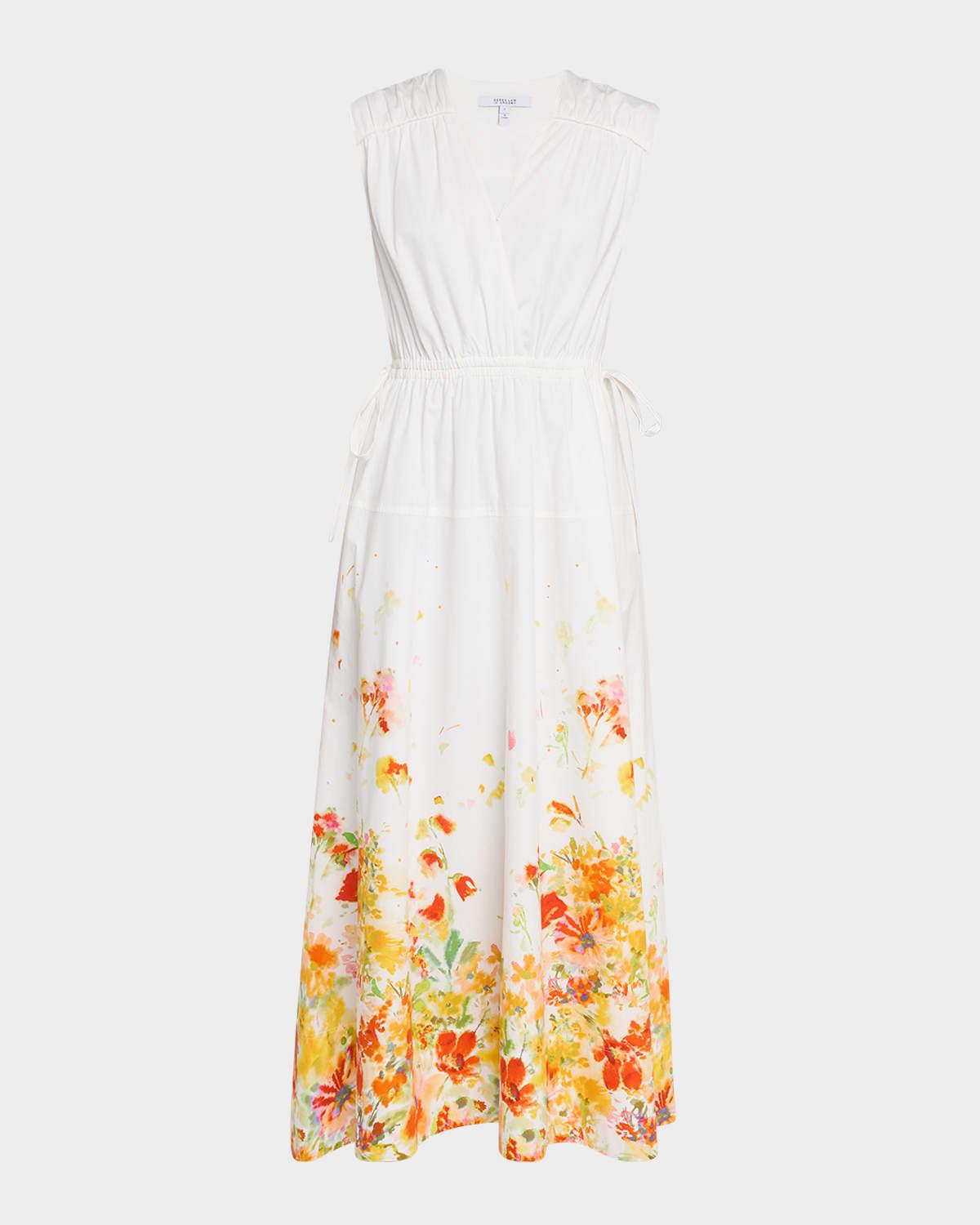 nara border-print cotton poplin maxi dress