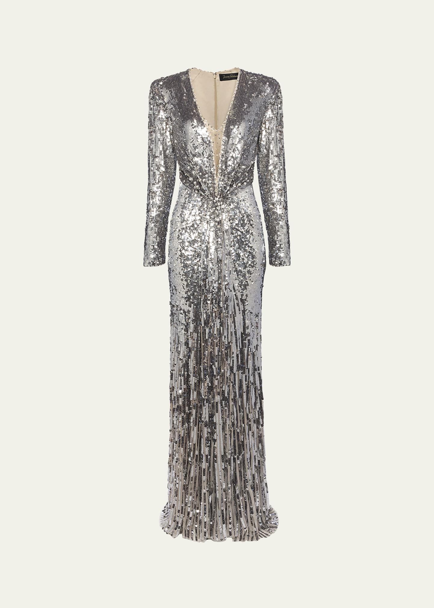 narcissus v-neck sequined gown