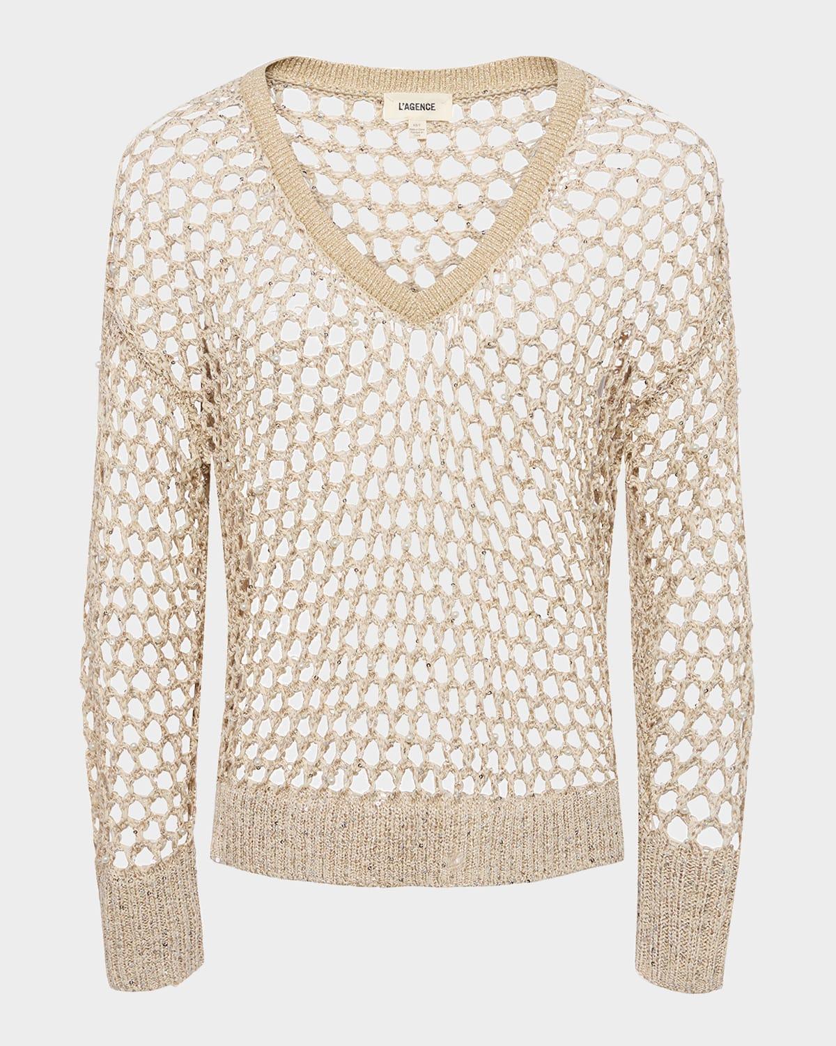 nashwa embellished v-neck sweater