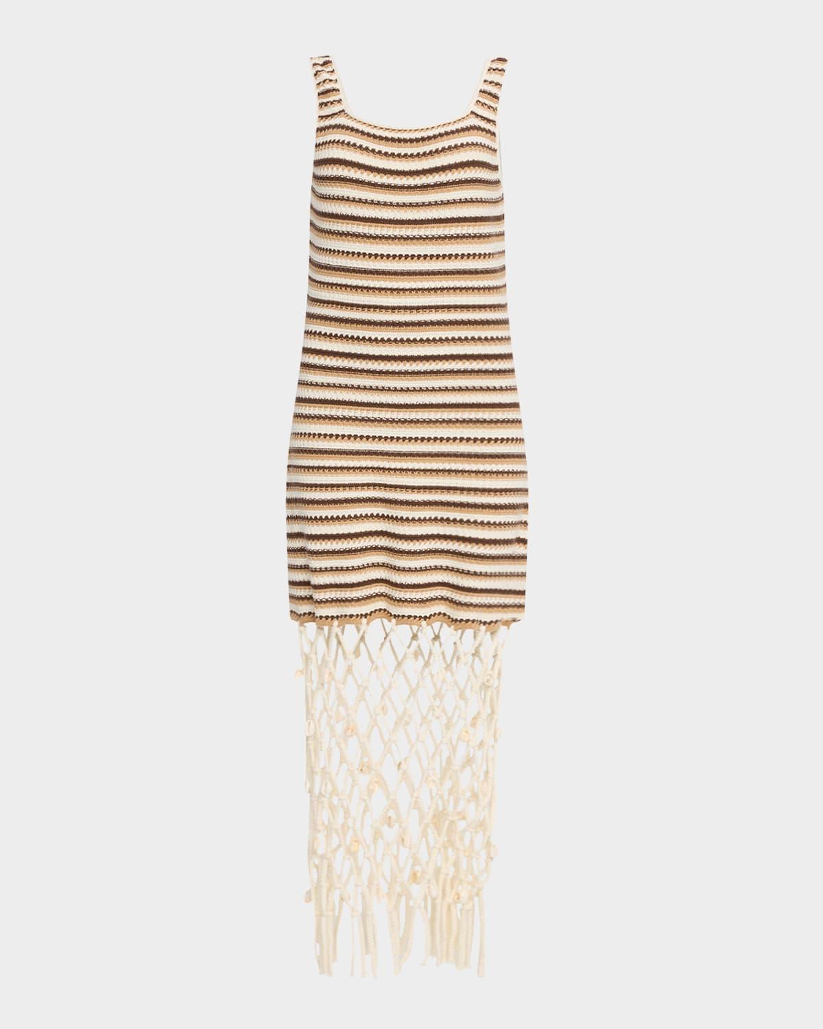 nastia crochet-knit midi dress