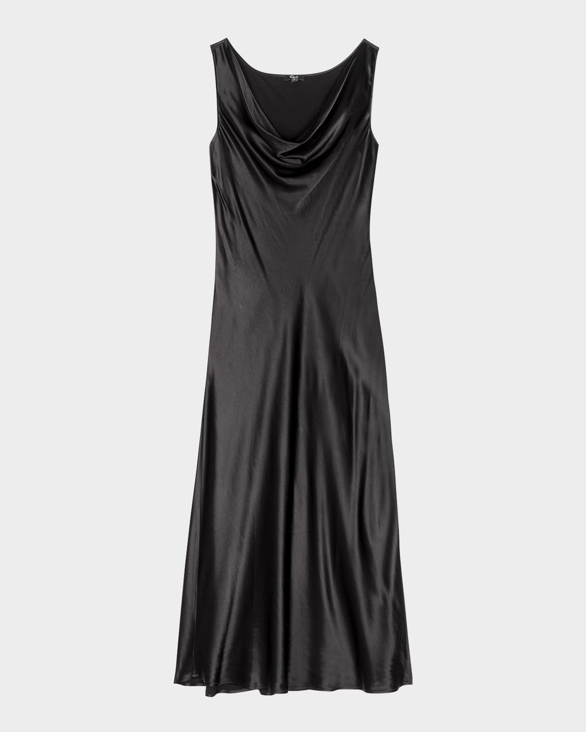 nat satin cowl-neck midi dress