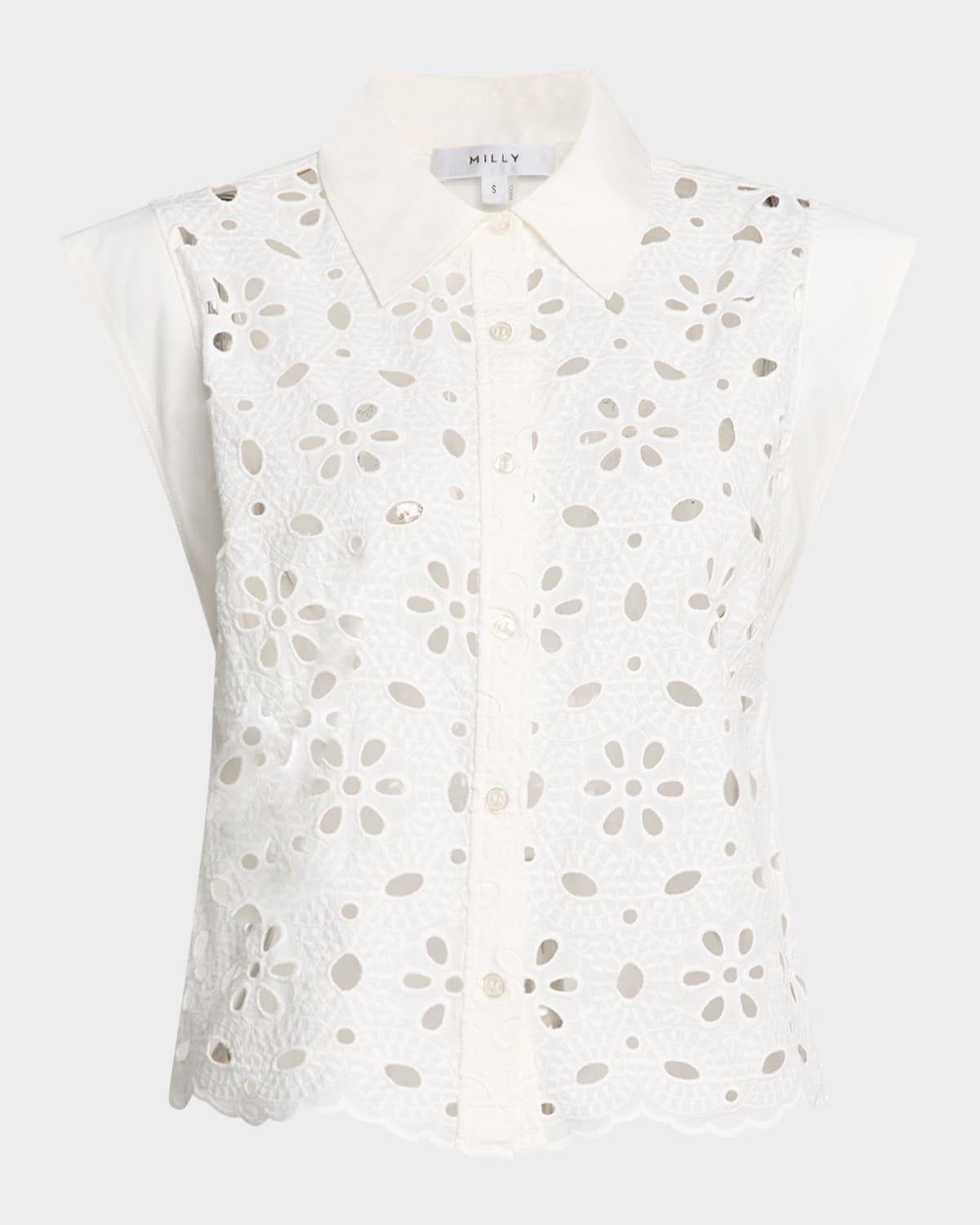 natalia eyelet-embroidered cotton top