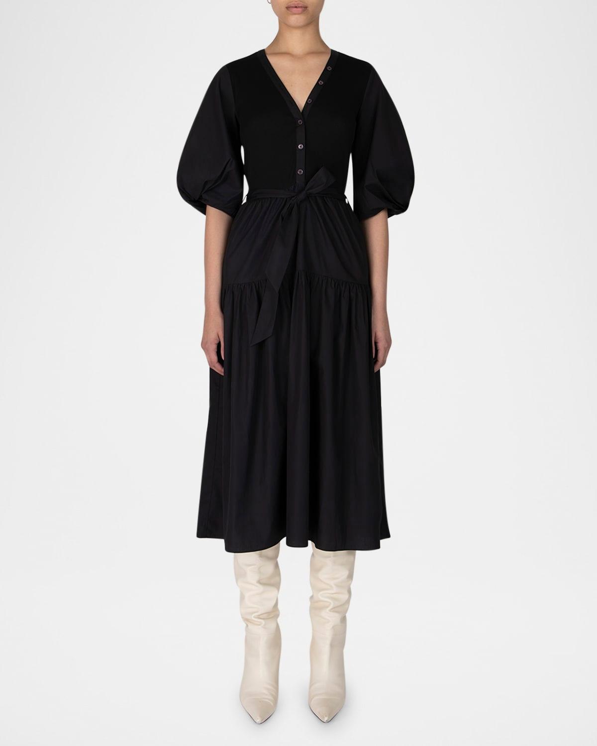 natalia mixed media midi dress
