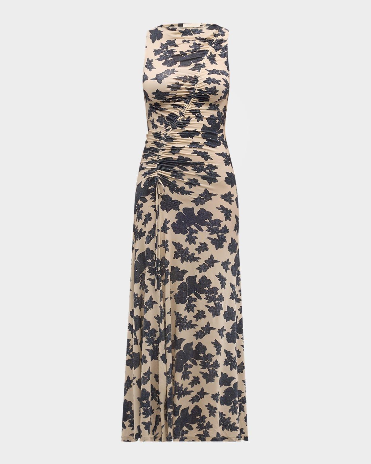 natalia ruched floral-print maxi dress