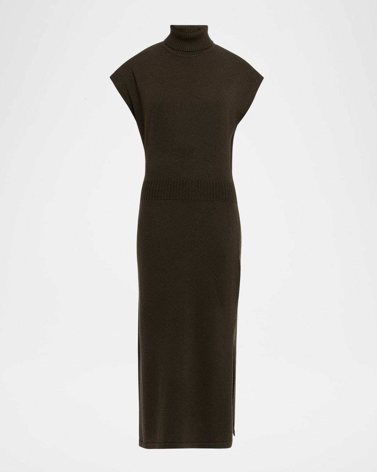 natalie wool short-sleeve turtleneck midi dress