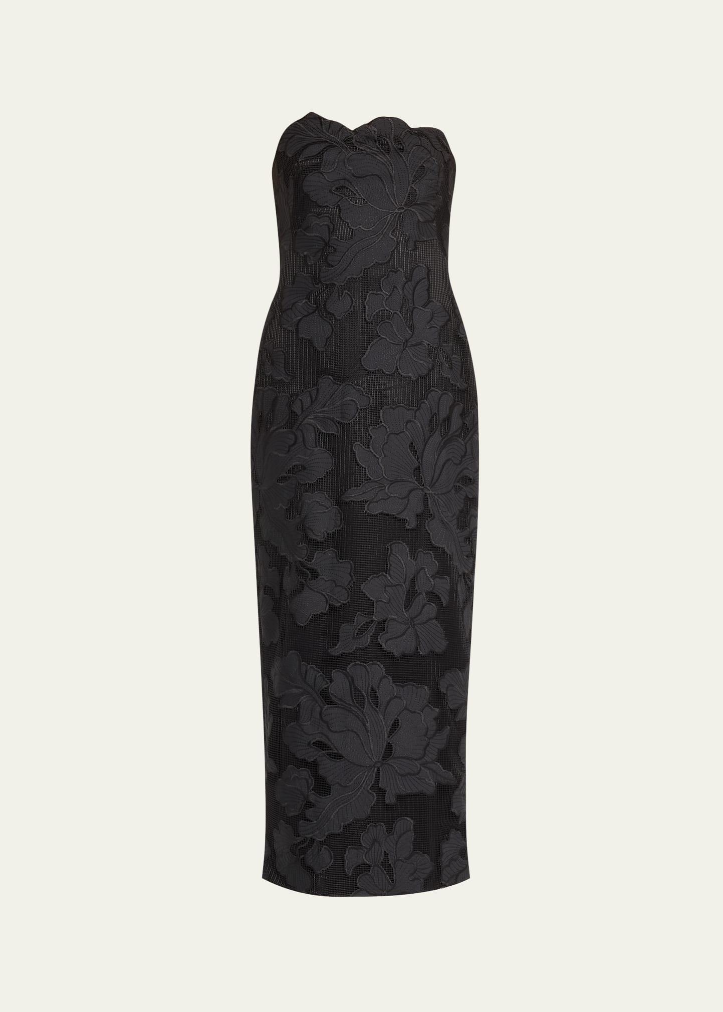 natasha strapless floral-embroidered midi dress