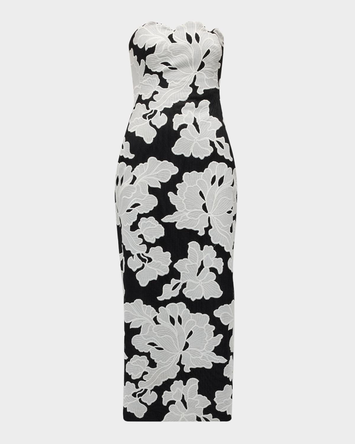 natasha strapless floral-embroidered midi dress