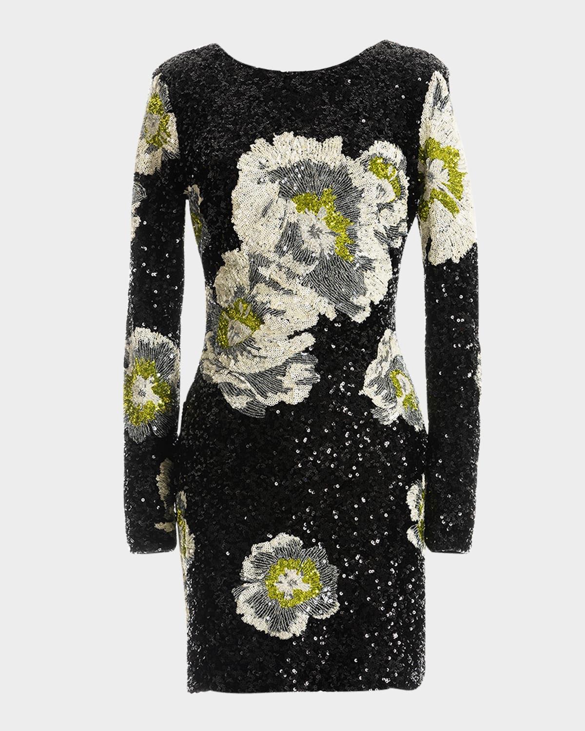 nathalia floral sequin bodycon mini dress