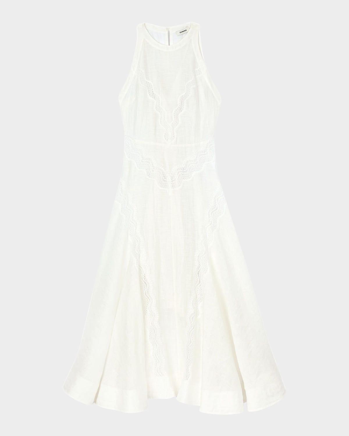 nathalie lace-inset midi dress