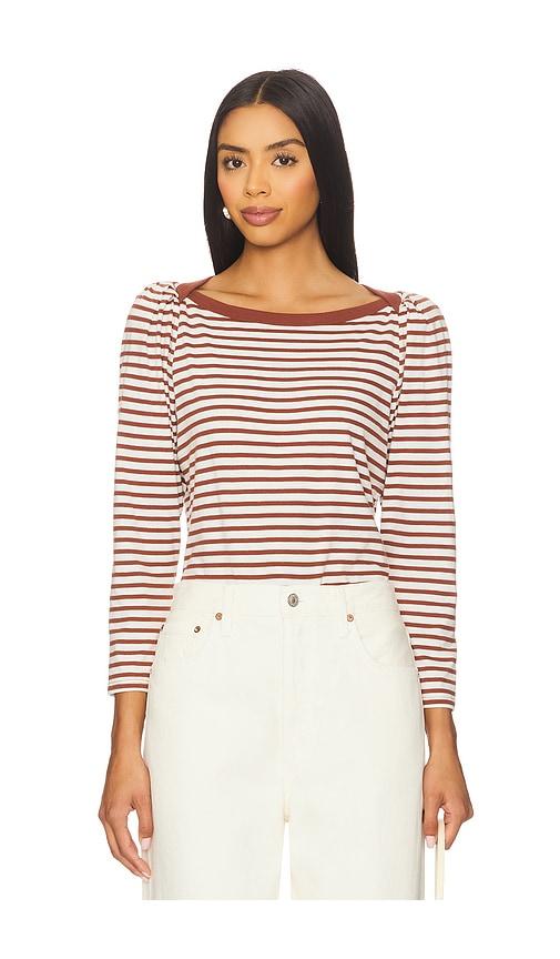 nation los angeles amelie envelope neck top in brown.