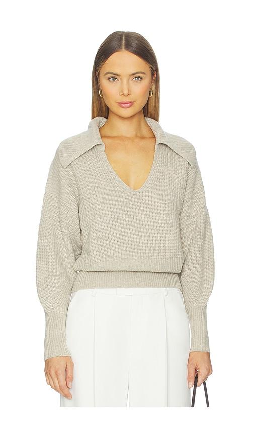 nation los angeles ashton collared pullover in tan.