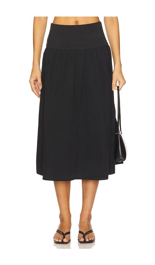 nation los angeles ava midi skirt in black.