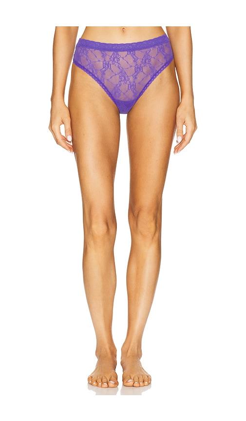 natori bliss allure one size lace thong in blue.