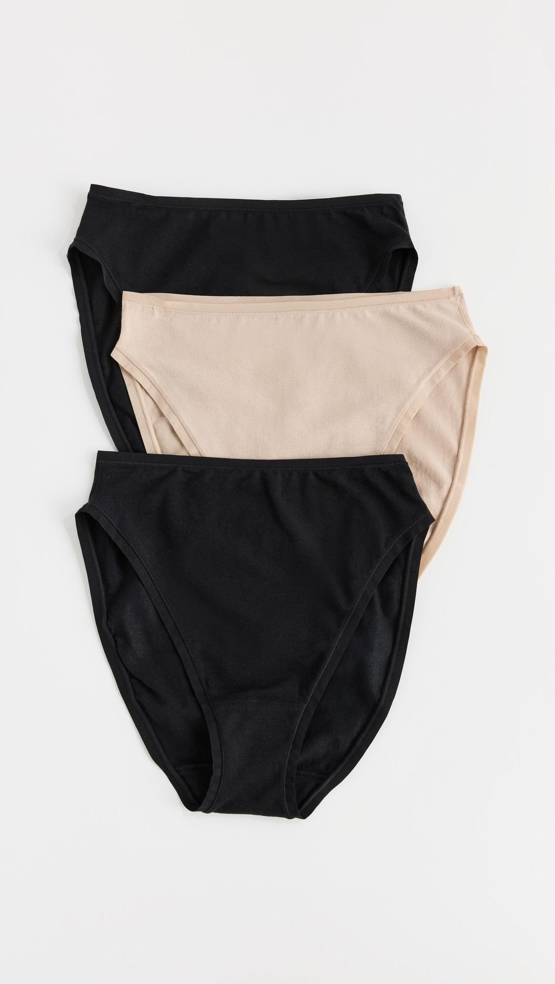 natori bliss bare cotton high cut briefs 3 pack