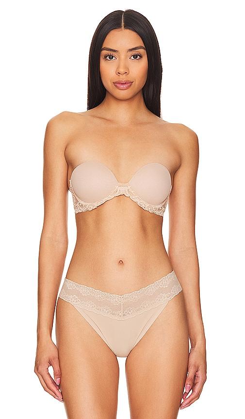 natori feathers strapless multi way bra in neutral.