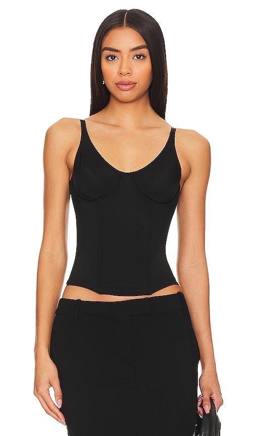 natori liquid tank bustier in black.