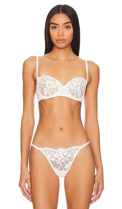 natori plush romance balconette bra in ivory.