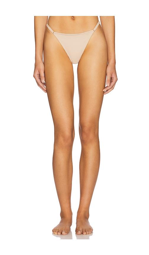 natori verge adjustable string thong in nude.
