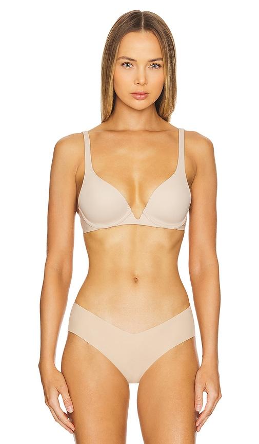 natori verge convertible plunge bra in neutral.