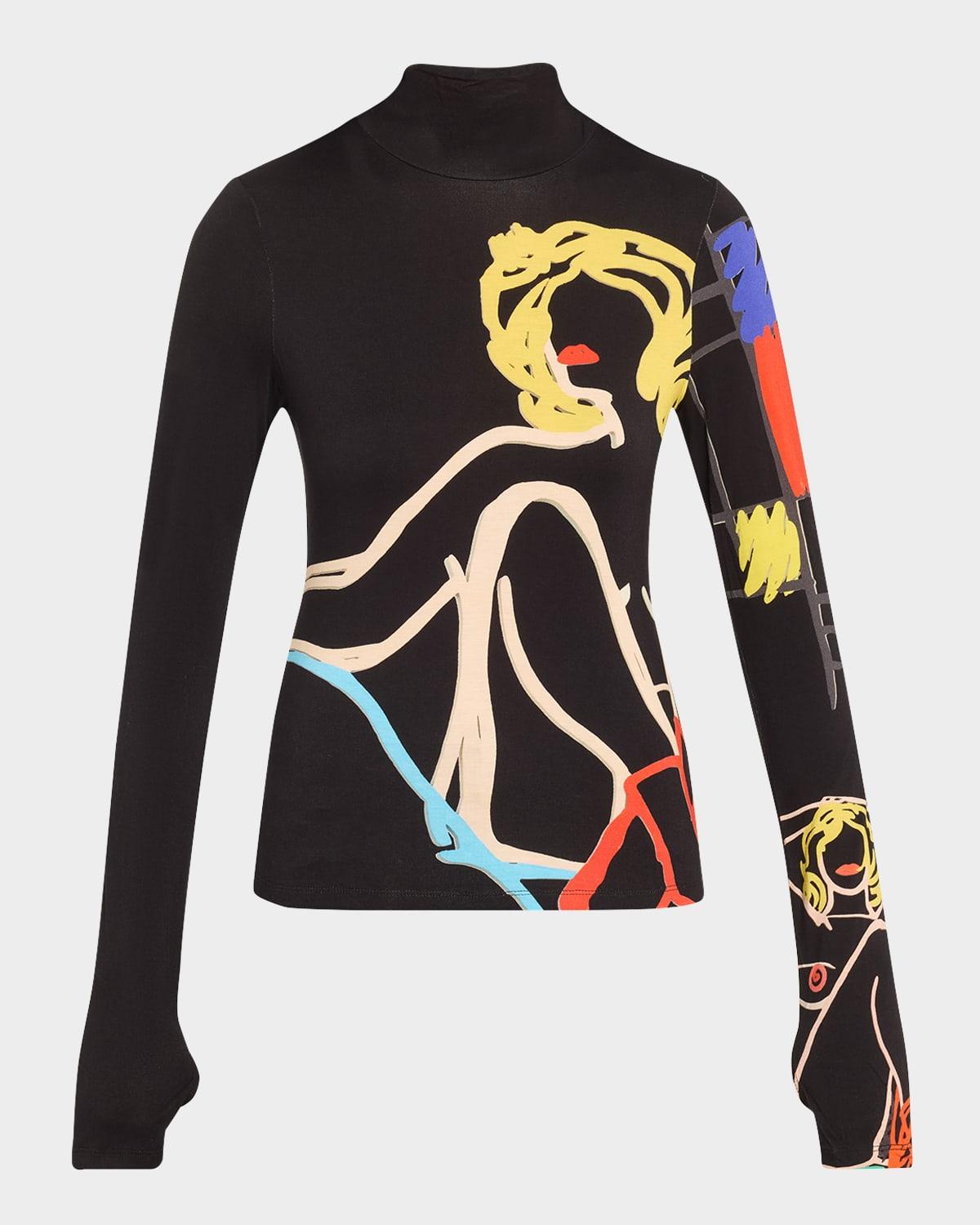 natural beauty delaina long-sleeve turtleneck top